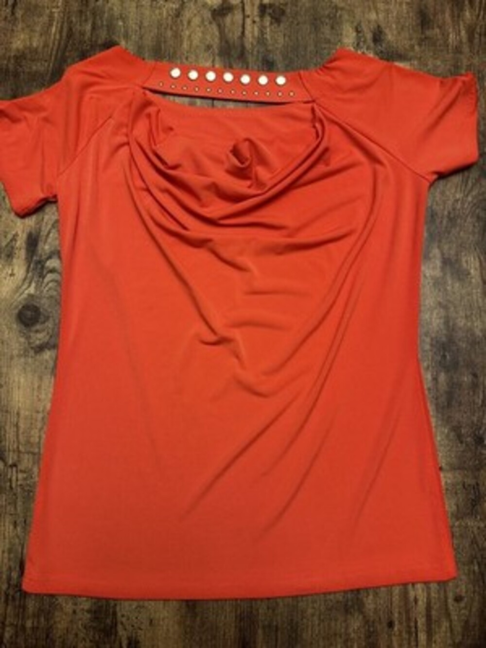 Michael Kors Orange Cowl Neck Grommet Detail Top
